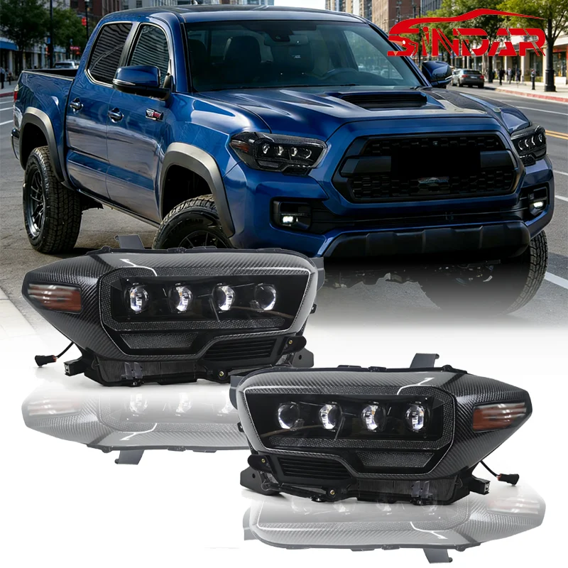 

SINDAR Auto LED Headlights Assembly Car Modified Head Lamp Accessories for Toyota Tacoma N300 2015-2020 2016-2023 4 Lens Light