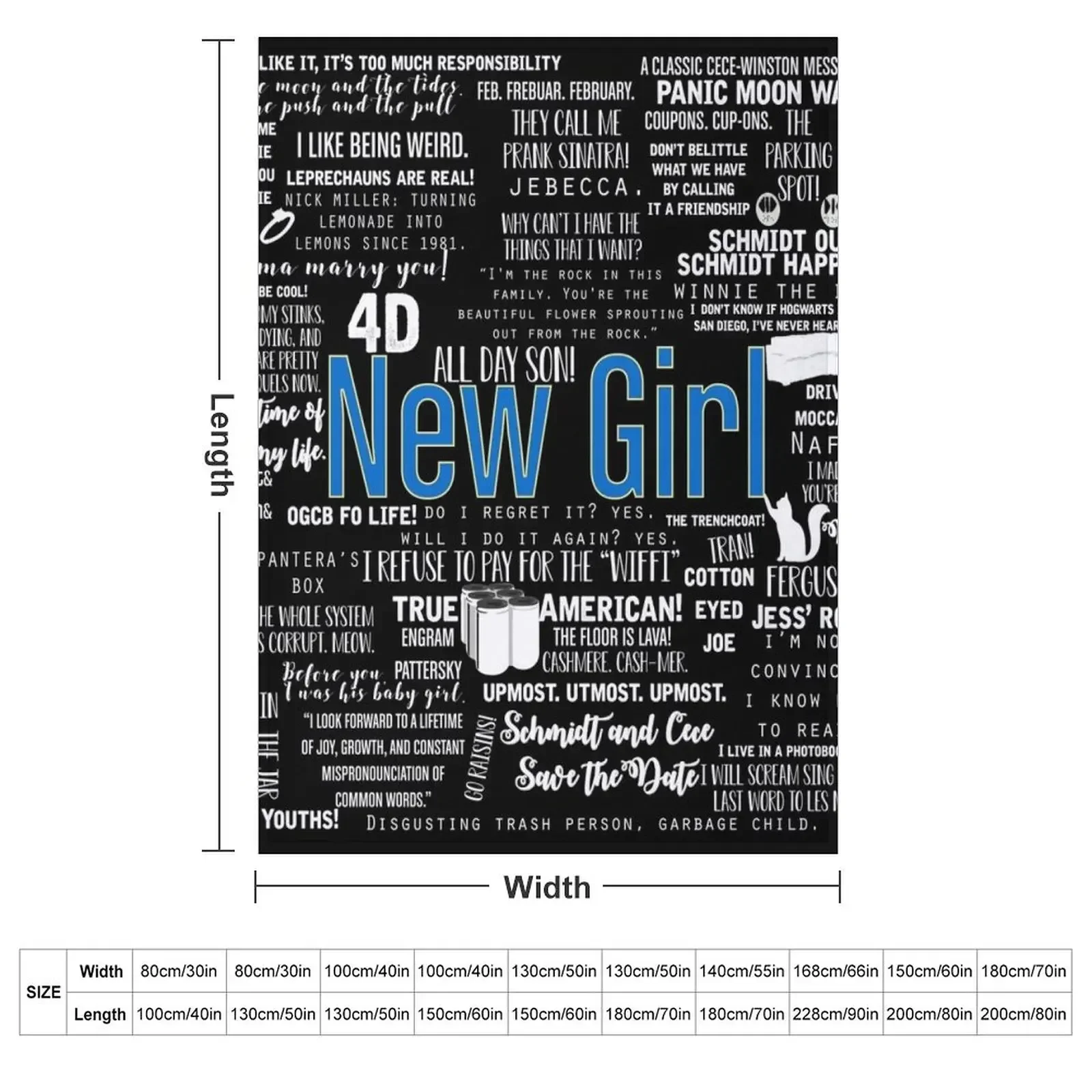 New Girl Memorable Quotes White Font Throw Blanket Hairys For Baby Blankets