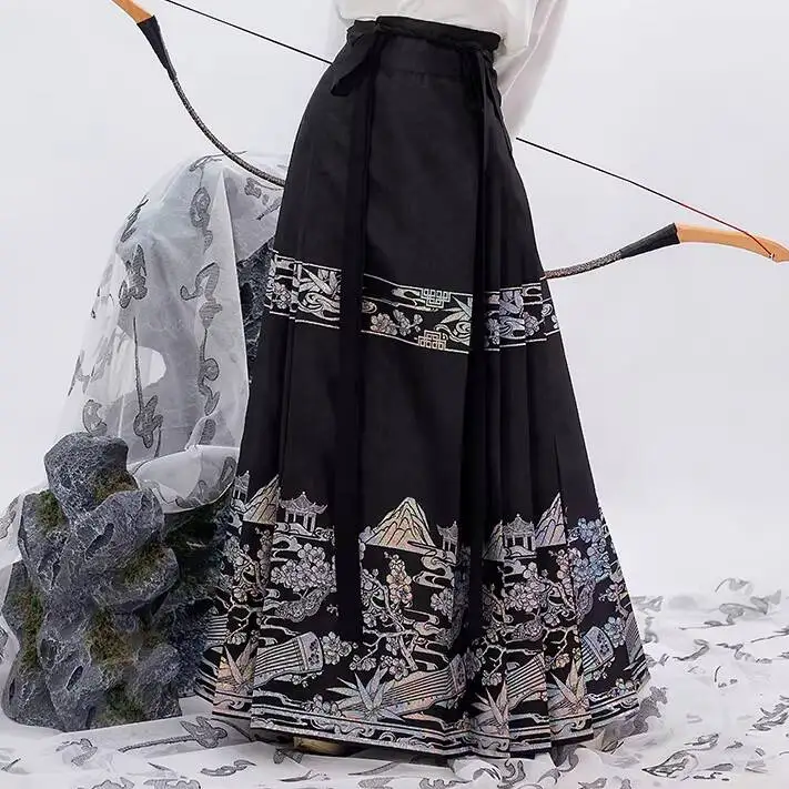 

Летний стиль Hanfu, позолоченная юбка с изображением лошади династии Сун, костюм для косплея, китайский Хэллоуин, Берсерк, новинка