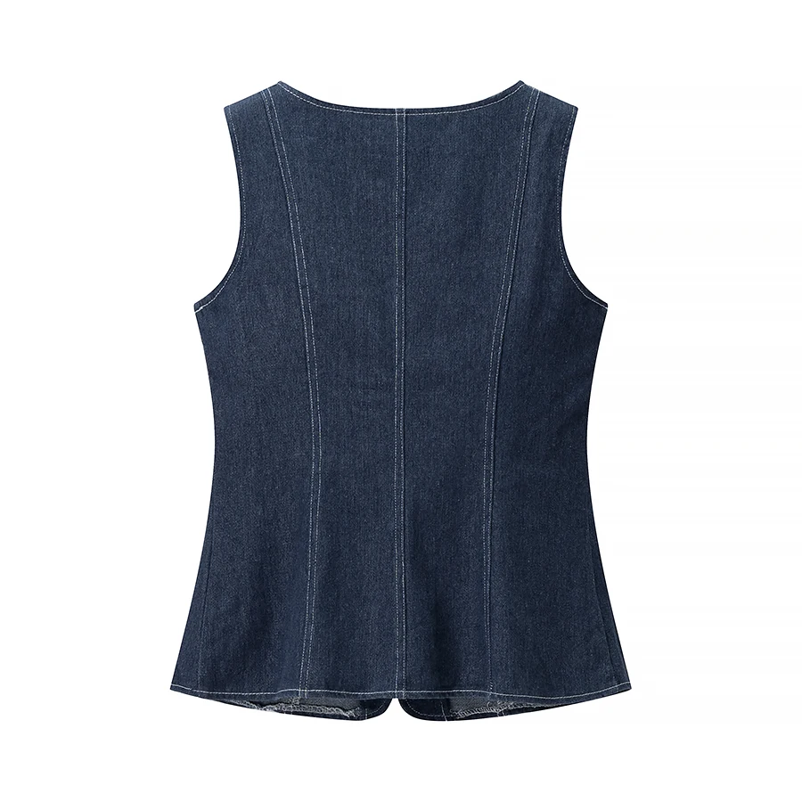 Frauen Straße Denim Weste Hosen Sets Weibliche Dünne Quadrat Kragen Ärmellose Einreiher Tops Oder Hohe Taille Jeans Lange Hosen