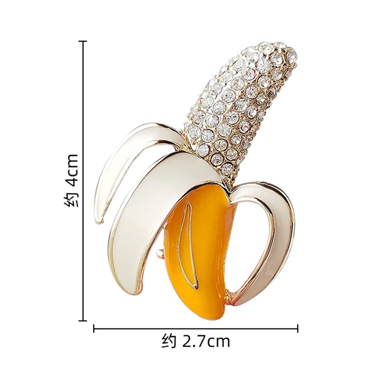 Yellow Peel Banana Brooch Pin for Women Men Rhinestone Enamel Brooches Pins Party Wedding for Girls Friends Jewelry Gifts Female