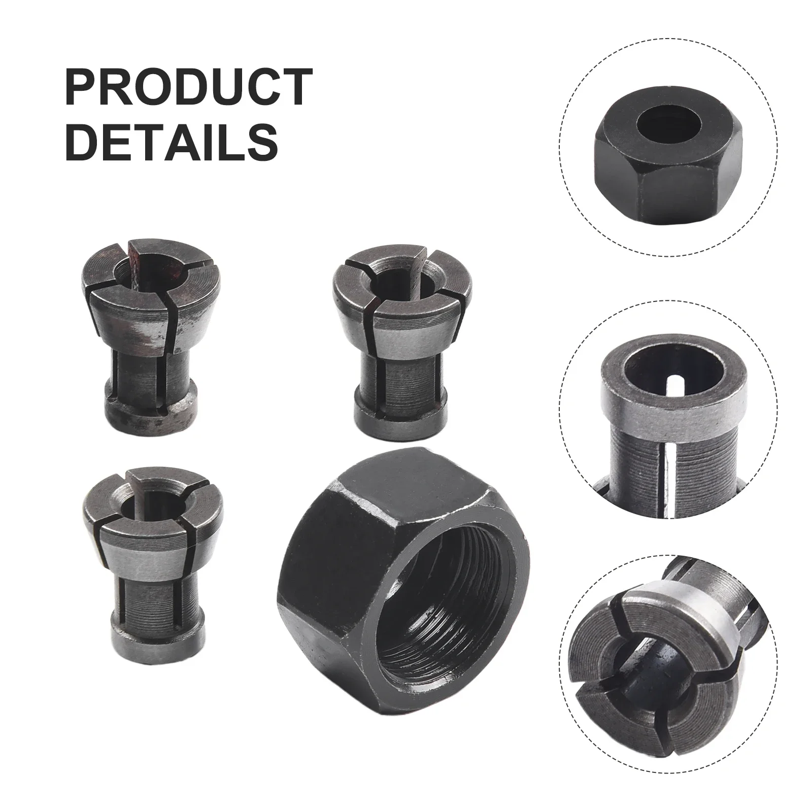 

3/4pcs M17 6/6.35/8mm Collet Chuck Adapter With Nut Engraving/Trimming Machine Router Carbon Steel Adapter Power Tool Parts