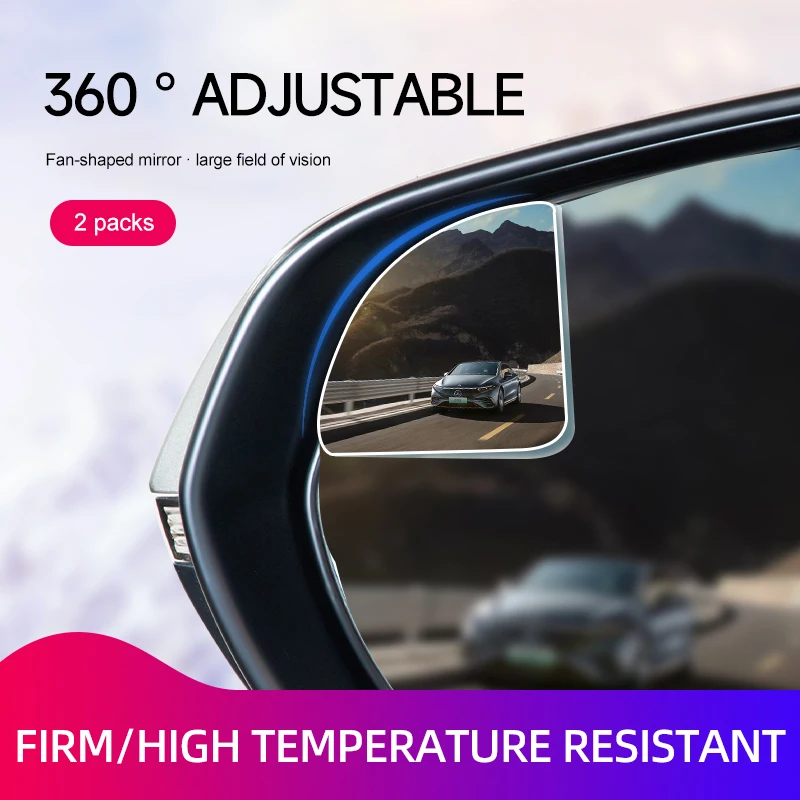 1Pair Blind Spot Mirror For Car HD Glass Frameless Adjustable 360 Degree Wide Angle Convex Rearview Mirror Parking Assist Mirror