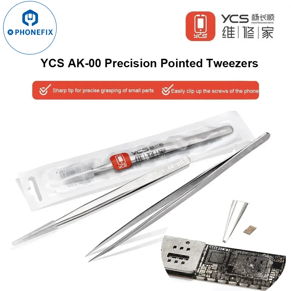 YCS AK-00 ملاقط دقيقة مصقولة يدويًا ملاقط مدببة للغاية أداة ميكانيكية للإلكترونيات IC رقاقة إصلاح الهاتف أدوات يدوية