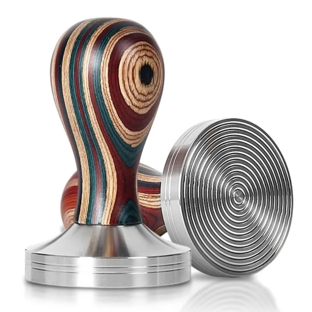 Thread/Flat Bottom Colorful Wooden Handle Coffee Tamper 51/53/58 MM Heavy Duty Coffee Powder Hammer Hand Press Detachable