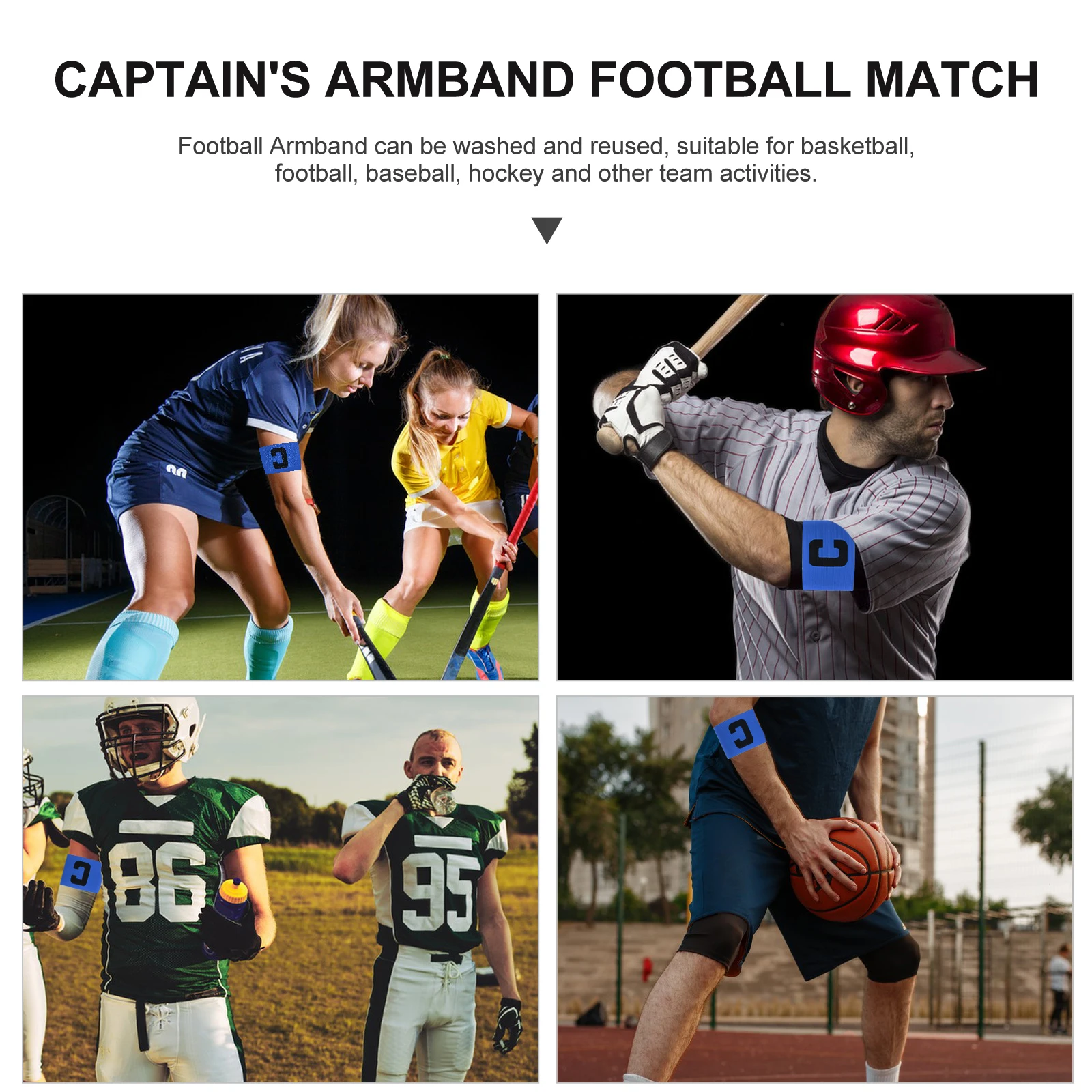 6 قطعة شارة الكابتن مطاطا النايلون كرة القدم العصابات الرياضية قائد فريق كرة القدم الذراع الفرقة C كلمة علامة الكبار الرجال النساء المحمولة