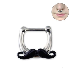 1 Piece Unique Black Mustache Hoop Nose Ring Stud clicker 16G Piercing Septum Clickers Nose Stud Rings Body Piercing Jewelry