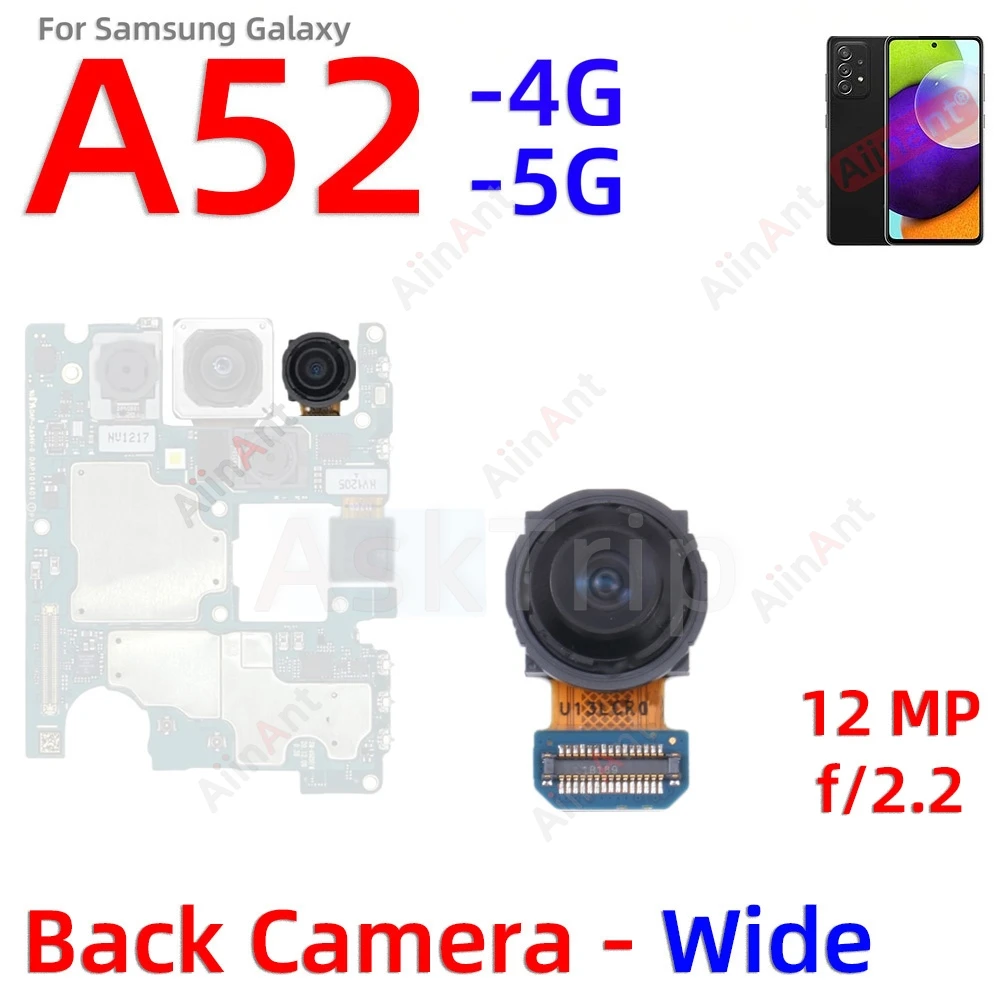 Głębokość makro Szeroki główny mały przedni tylny kabel tylnej kamery do Samsung Galaxy A52 A52s A526B A528F 4G 5G