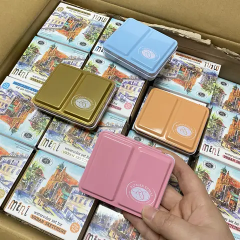 ROMAN SZMAL ARTISTS MINI Metal Box 8 Half Pans Color Portable Solid Watercolor Painting Drawing Supplies Sketchers Aquarelle
