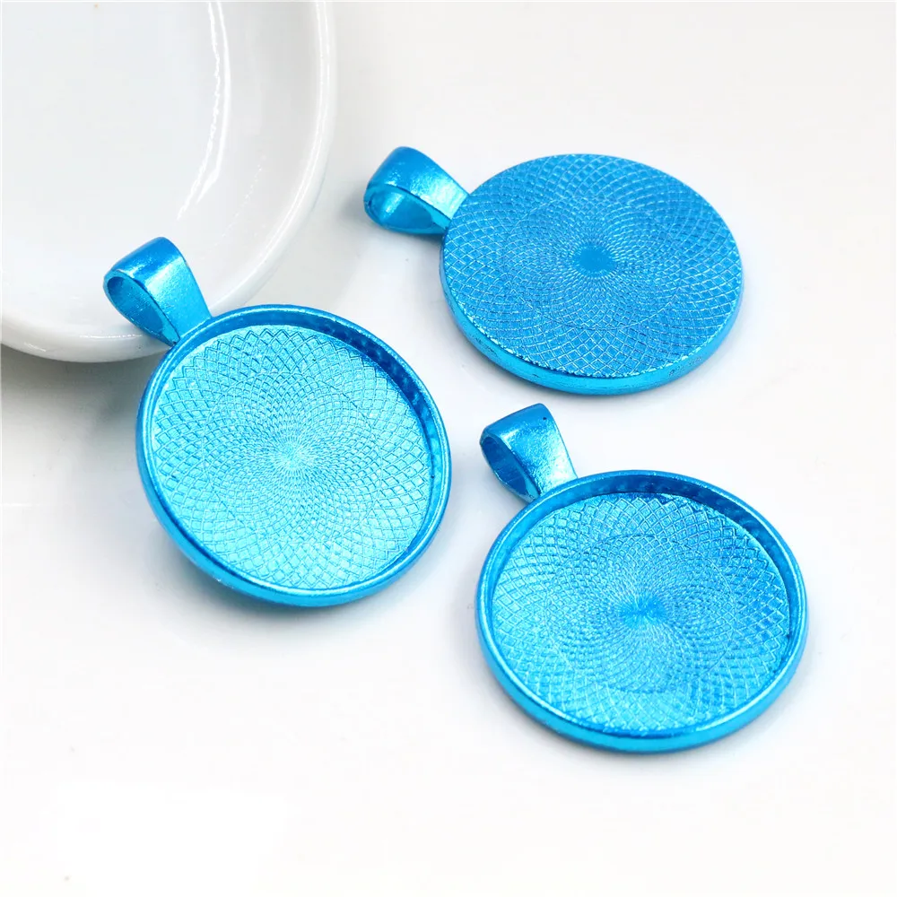 New Colors High Quality 5pcs/lot 25mm Inner Size 8 Colors Plated Cabochon Base Setting Charms Pendant Tray for Necklace