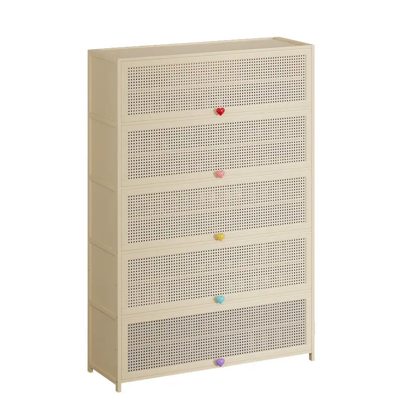 

Cream wind simple shoe cabinet household door large capacity entrance integrated cabinet