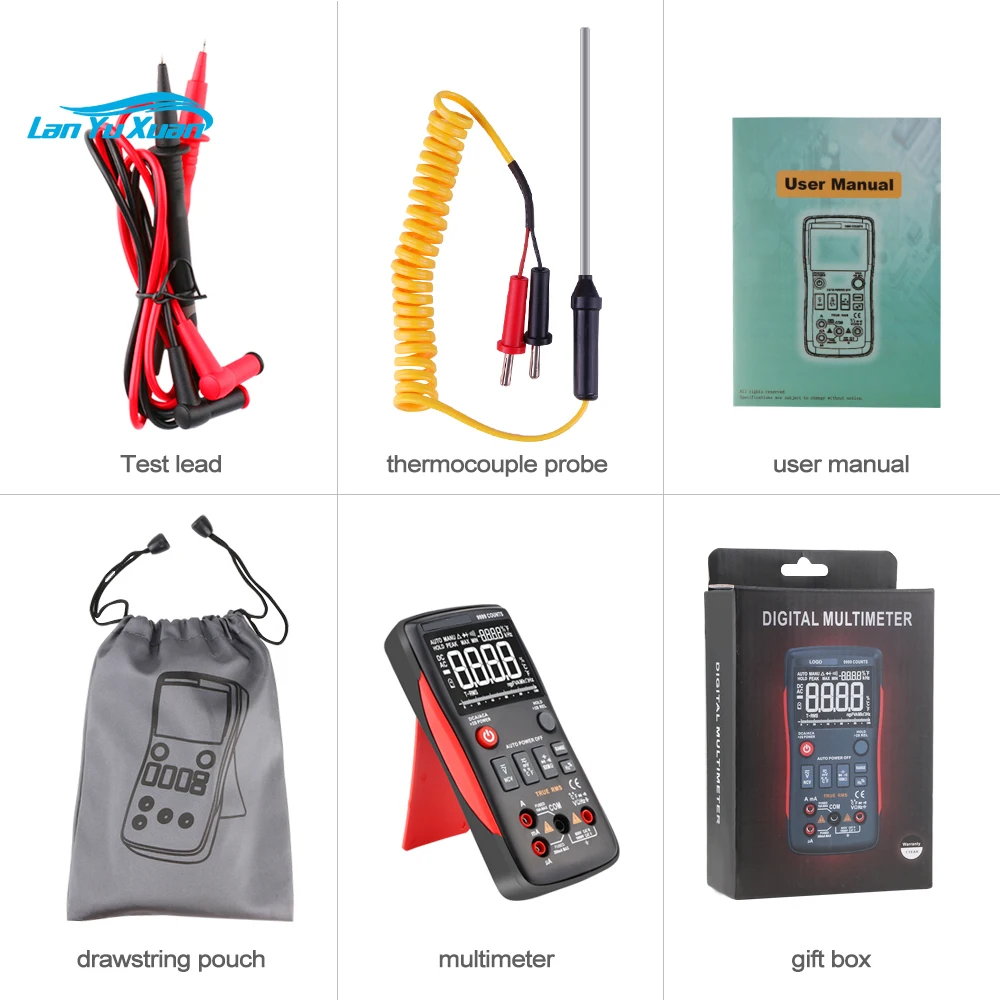 True-RMS Digital Multimeter 9999 Counts With Analog Bar Graph Auto Range Mastech Transistor Battery Tester ZT-X