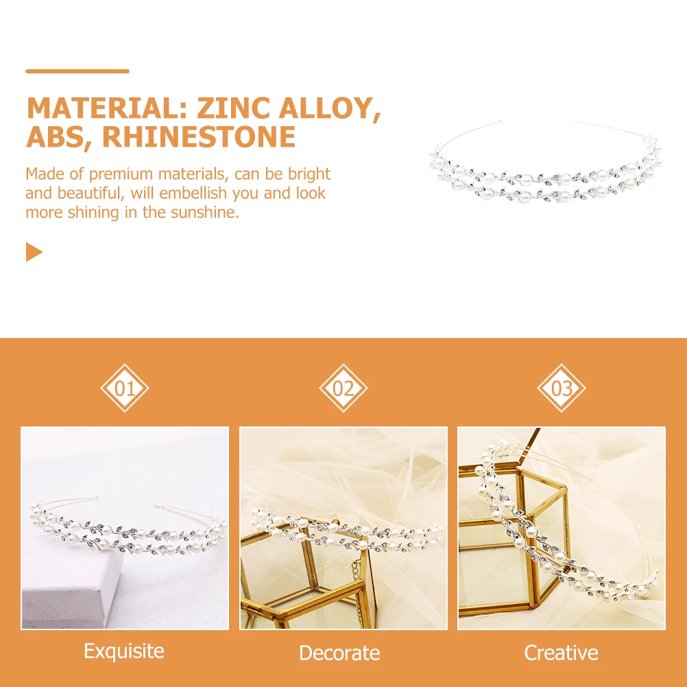 

Pearl Hair Accessories Women Headband Bridal Rhinestones Wedding Headpiece Zinc Alloy ABS Water Drill Bride Bridesmaids
