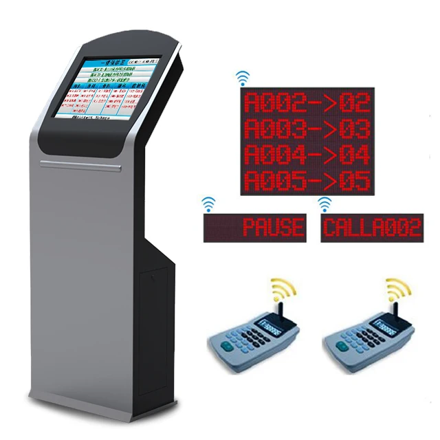 

17''/21'' customized android windows touch screen stand kiosk ticket dispenser printer wireless queue management system