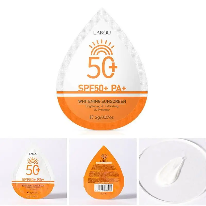 

20/30/40/50/100pcs Mini Sunscreen For Face Beach Sun Screen Protector Travel Size Waterproof Sweatproof SPF50+ Facial Sunscreens