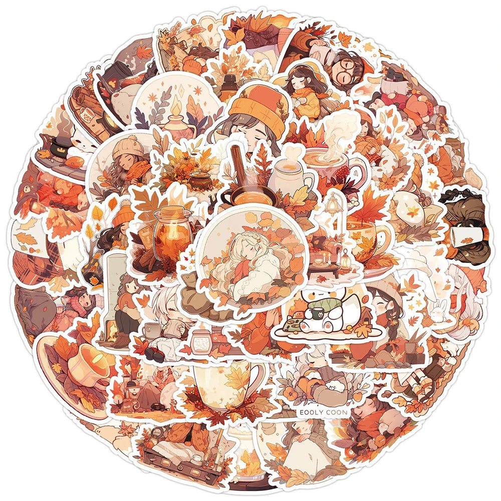 10/30/50 stücke Nette Cartoon Herbst Blatt Mädchen Aufkleber Anime Stil Aufkleber Dekoration Scrapbooking Telefon Gitarre Aufkleber für Kinder Spielzeug