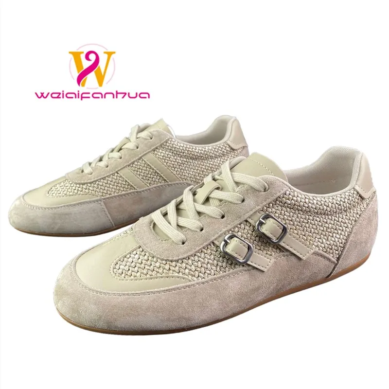 

Women's 2026 New Style Leather Surface Agand Training Shoes - Women's Flat Sports Shoes - Luxurious Platform Shoes