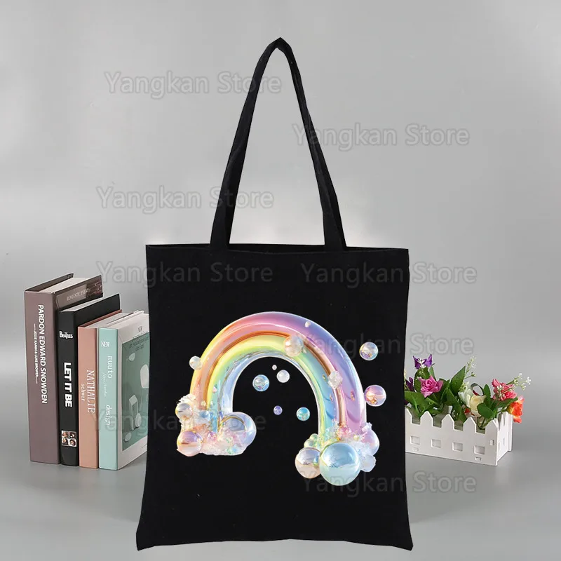 

Frutiger Aero Сумки для покупок Холщовая большая сумка Сумки на плечо Экологичная многоразовая милая школьная сумка-тоут