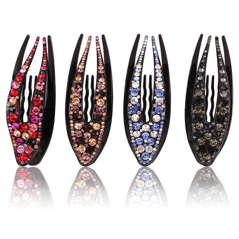 Grampos de bico de pato de cristal, grampos de cabelo franceses de plástico para mulheres, clipe de jacaré, grampos de garra de cabelo de bico de pato para meninas, mandíbula para modelar cabelo