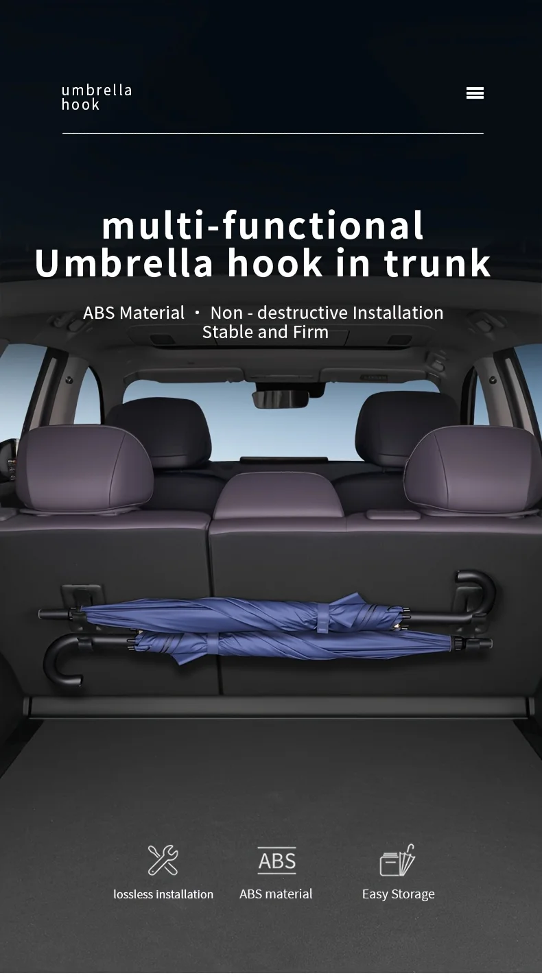 Universeller Auto-Regenschirmhalter - Einfach ansteckbare Aufbewahrungshalterung für Armaturenbrett, Kofferraum und Kopfstütze - Autozubehör – Detail 1