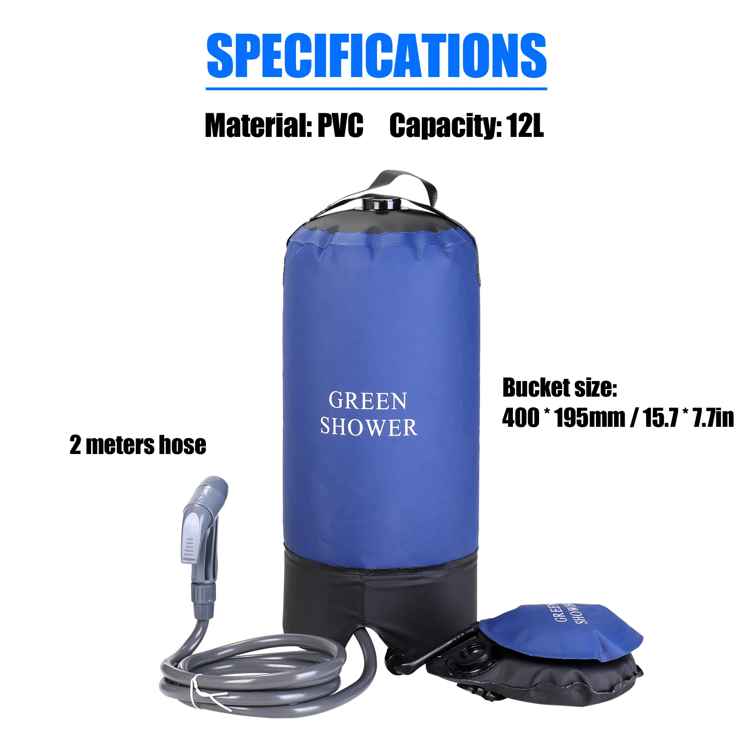 Outdoor PVC Pressure Shower with Foot Pump Lightweight Inflatable Pressure Shower Water Bag For Beach Camping Hiking Bathing