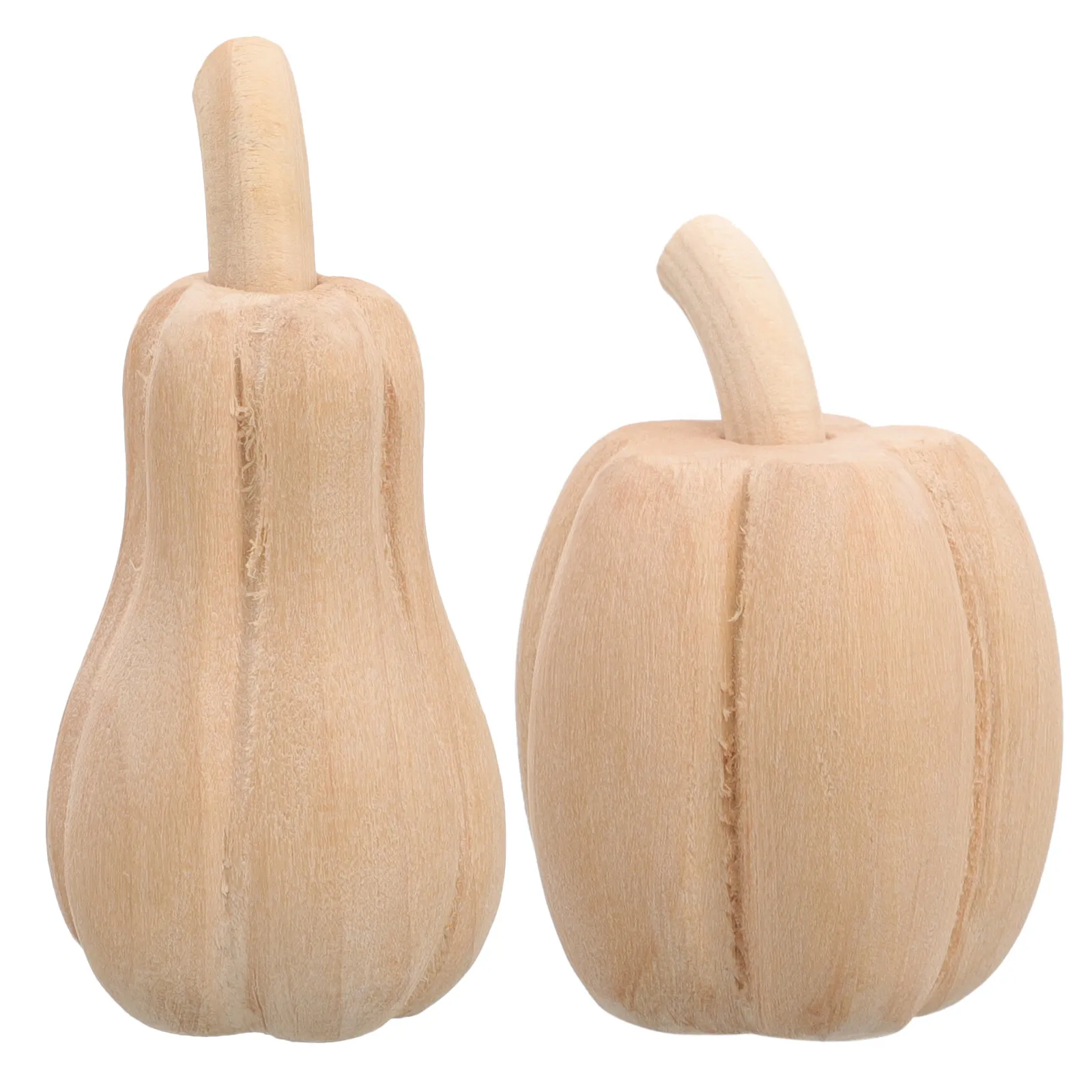 

2pcs Wooden Halloween Pumpkin Decorations Carved Figurines For Tabletop Home Party Scene Farmhouse Holiday Decor Simulation