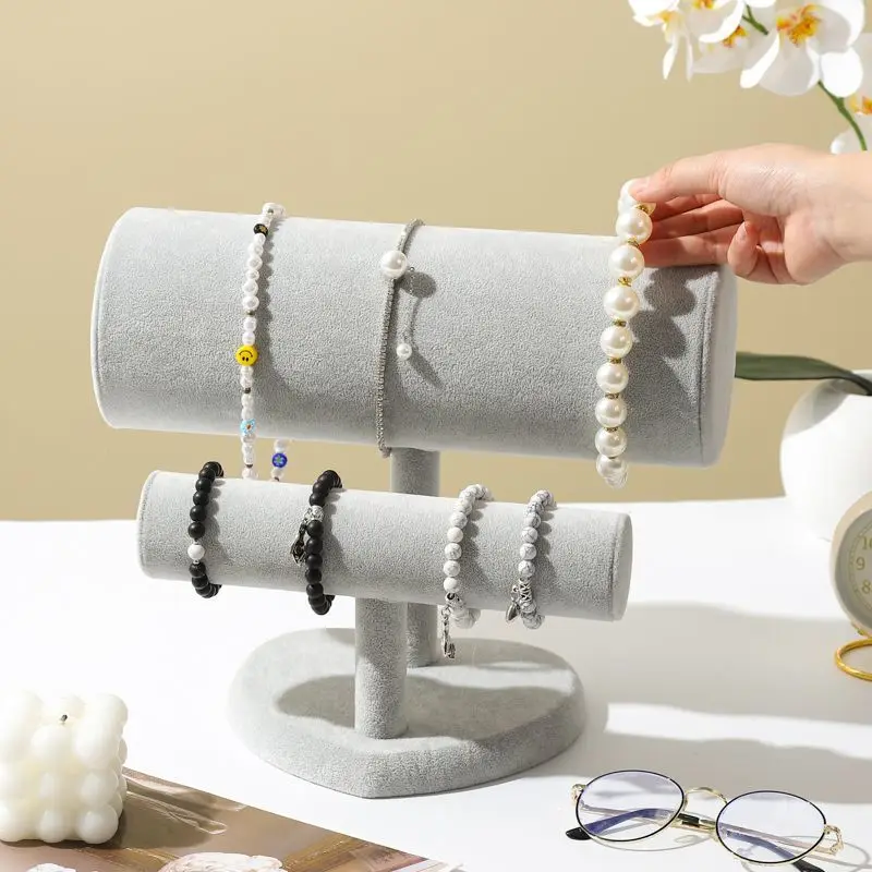 Jewelry Bracelet Display Stand Hard Bangle Necklace Holder Vertical T Bar Organizer for Hair Band Home Desktop Showcase