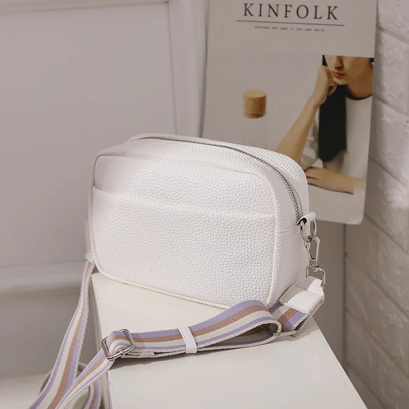 Vento Marea-Bolso cruzado pequeño para mujer, bandolera blanca suave de cuero Pu con correa ancha para el hombro, informal, novedad de verano 2023