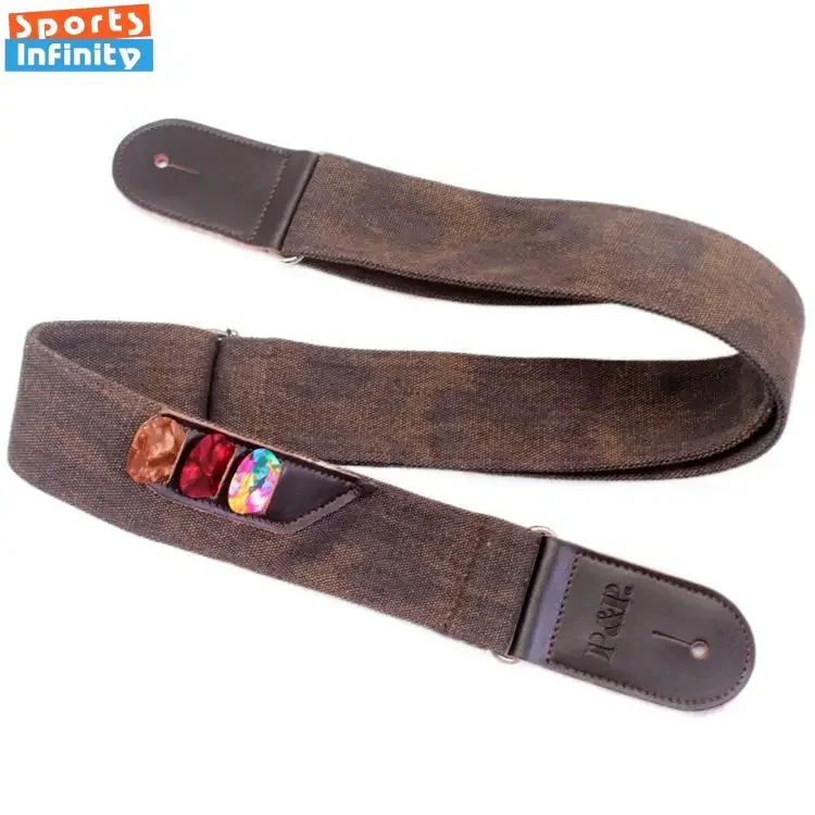 Genuine Leather Denim Guitar Strap Acoustic Guitar Strap Electric Vintage Fashion Guitar Shoulder Strap Instrument Accessories