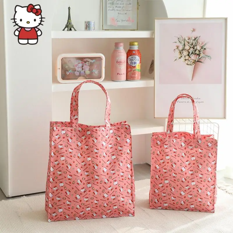 Kawaii Hello Kitty MINISO Multifunctional Tote Bag My Melody Student Portable Handbag Large Capacity Anime Waterproof Book Bag