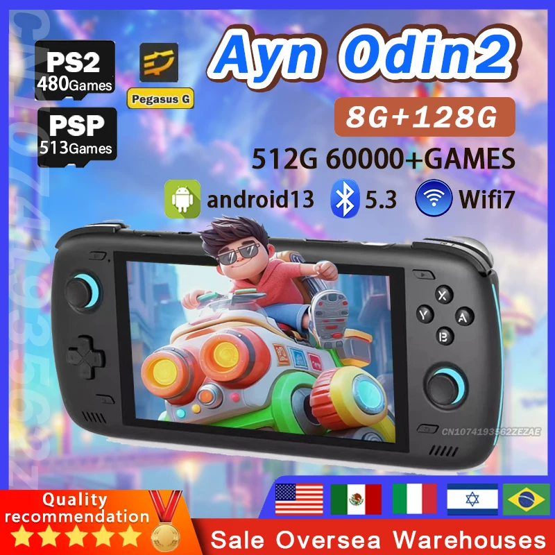 Ayn Odin 2 Handheld Game Console 6 Inch HD1920*1080 Touch Screen 8G+128G Android13  Video Player Wifi 7 PSP PS2 Game Gift