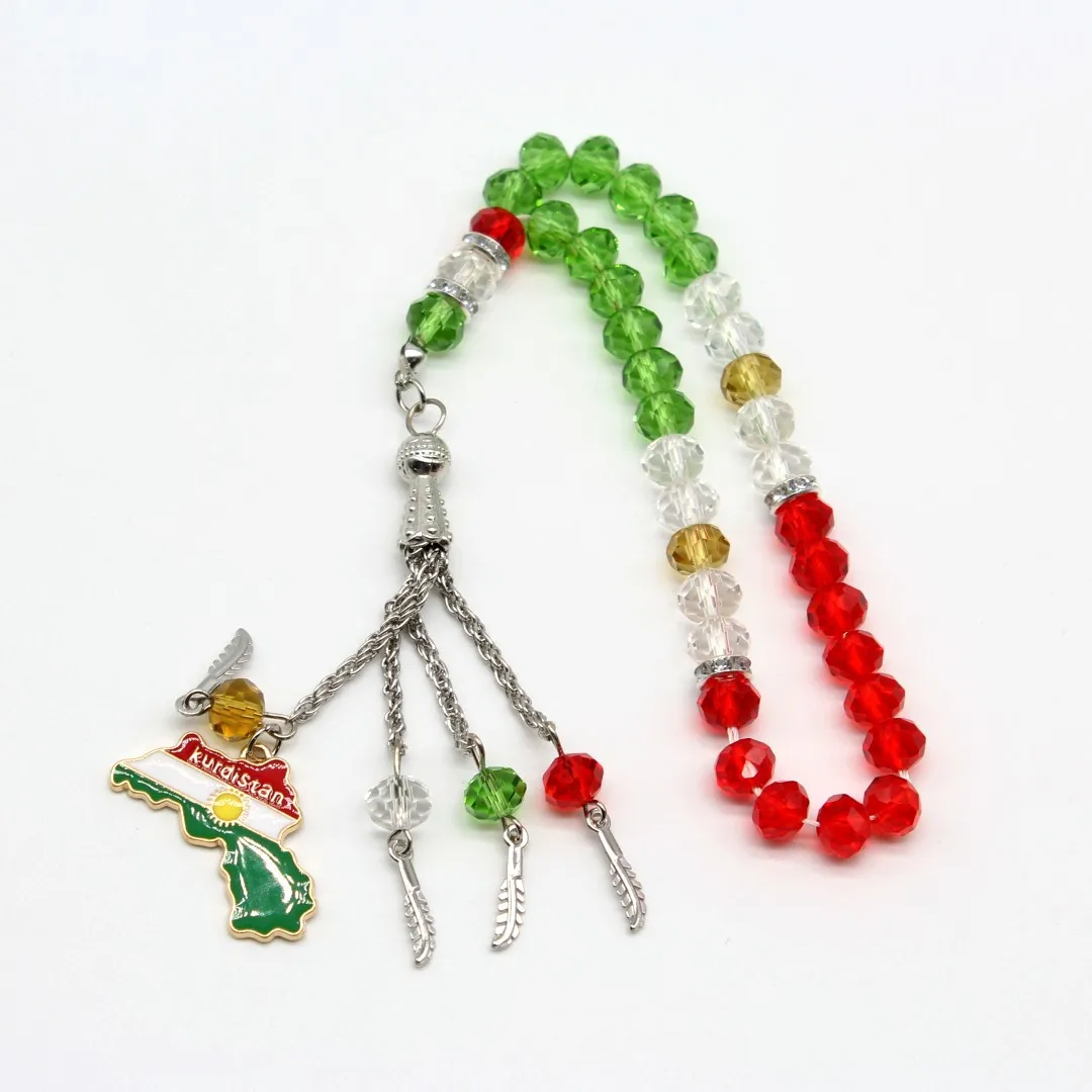 Muslim Praise Bead Bracelet Creative Crystal Glass Rosary Bracelet Fashion Jewelry Women Personality Accessories Red Green Color