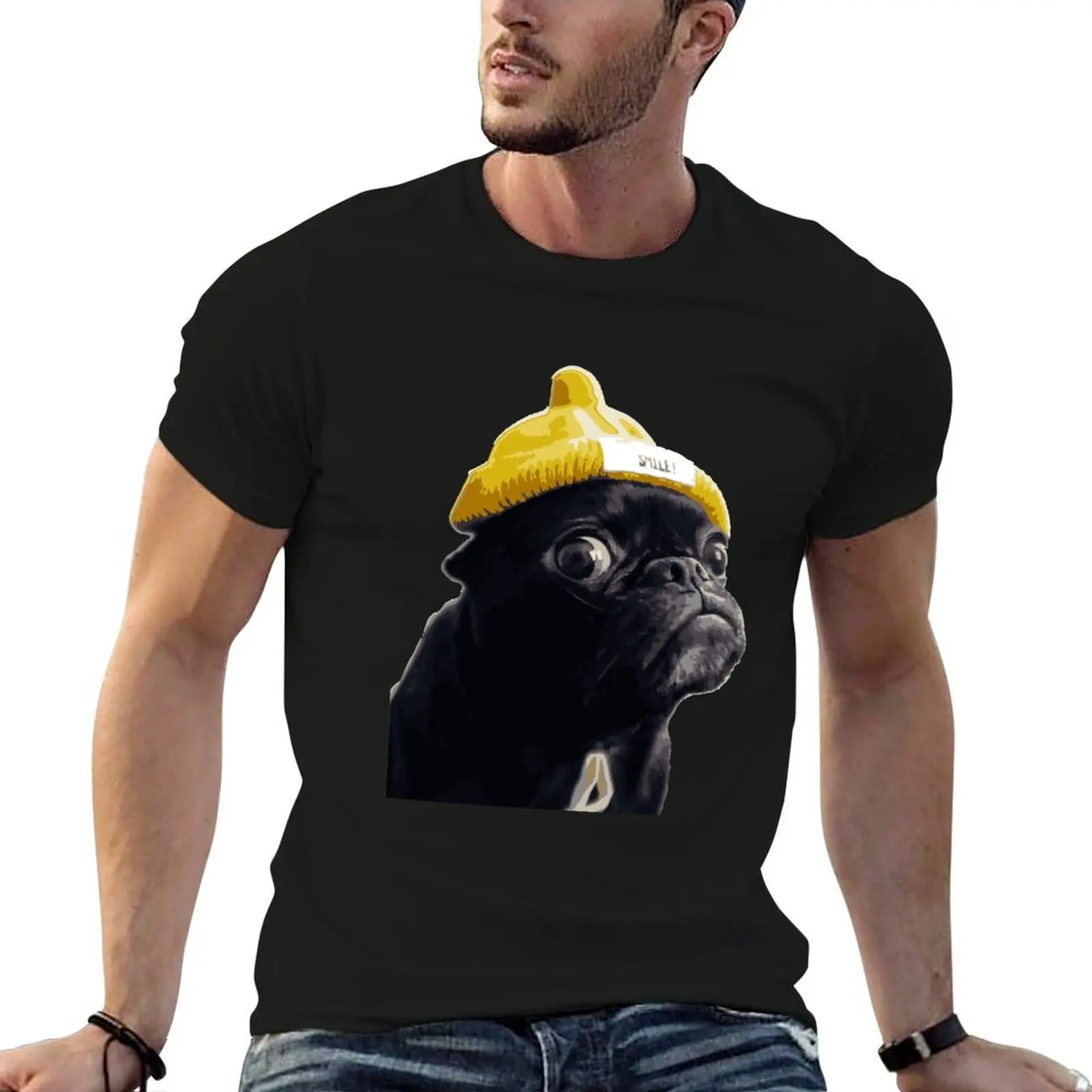 Funny Look Pug Cute And Smile T-Shirt oversized affliction shirts mens fashion