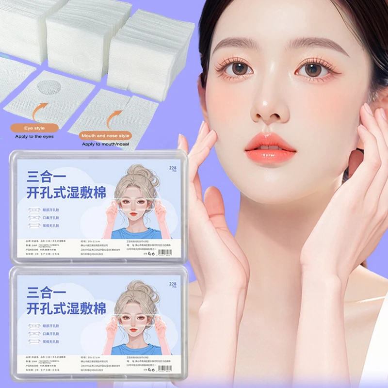 Almohadilla de algodón 3 en 1 compresa húmeda, máscara estirable, vendaje de papel, limpieza y sanitaria, tatuaje de belleza fino, herramientas de maquillaje permanente