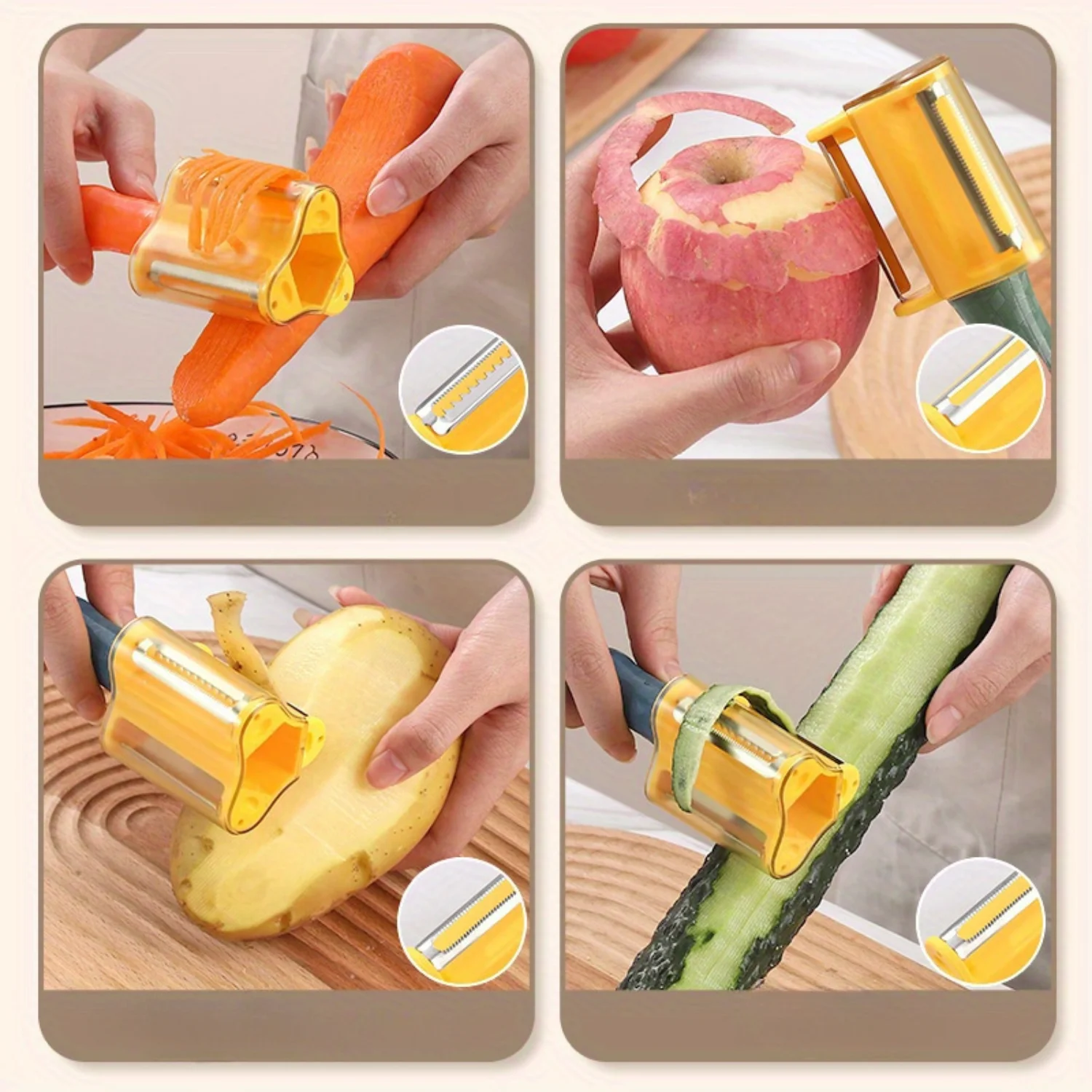 Stainless Steel Fruit Vegetable Peeler Durable Plastic Handle Multifunctional Kitchen Tool Peeling Scraping