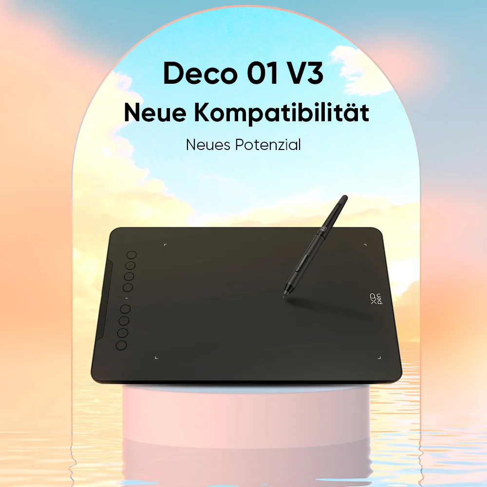 XPPen Deco01V3 Grafiktablett, 10 Zoll, digitales Zeichentablett, 3 Farben, 16384 Stufen, 60 Neigungsstufen, Kunstanimation für Android, Windows, Mac – Detail 1