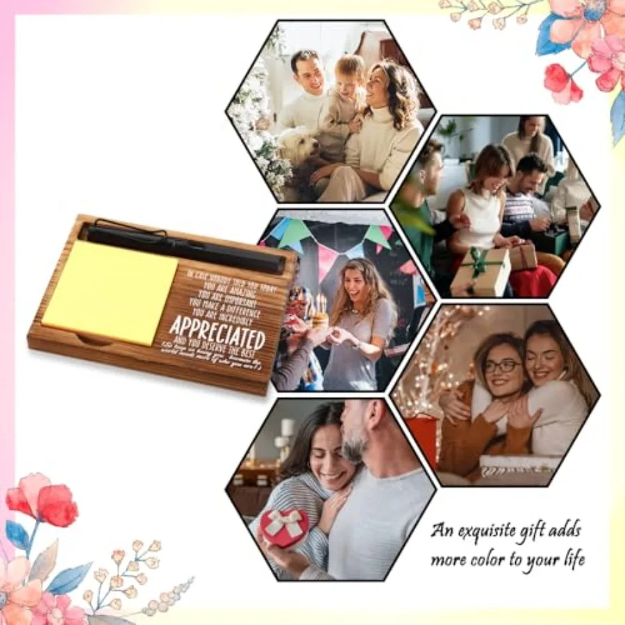 هدايا تقدير للنساء هدايا وظيفة جديدة للنساء Inspiratiol مكتب ديكور هدية للمرأة حامل قلم المفكرة الخشبية مع Ins