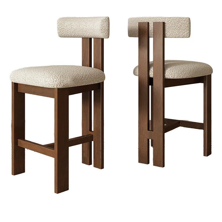 

￥%2025 Light Luxury Bar Chair Fabric Upholstery Ash Legs with Footrest Kitchen High Stools for Bars