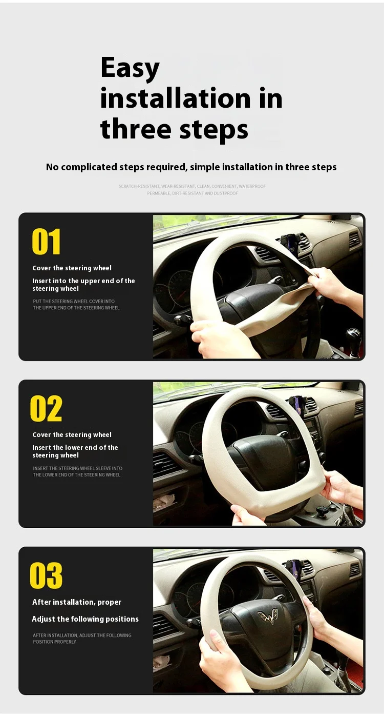 Universal Auto Lenkrad Abdeckung Anti-slip Schutzhülle Weiche Und Geruchlos Silikon Lenkung Auto Rad Abdeckung Schutz – Detail 11