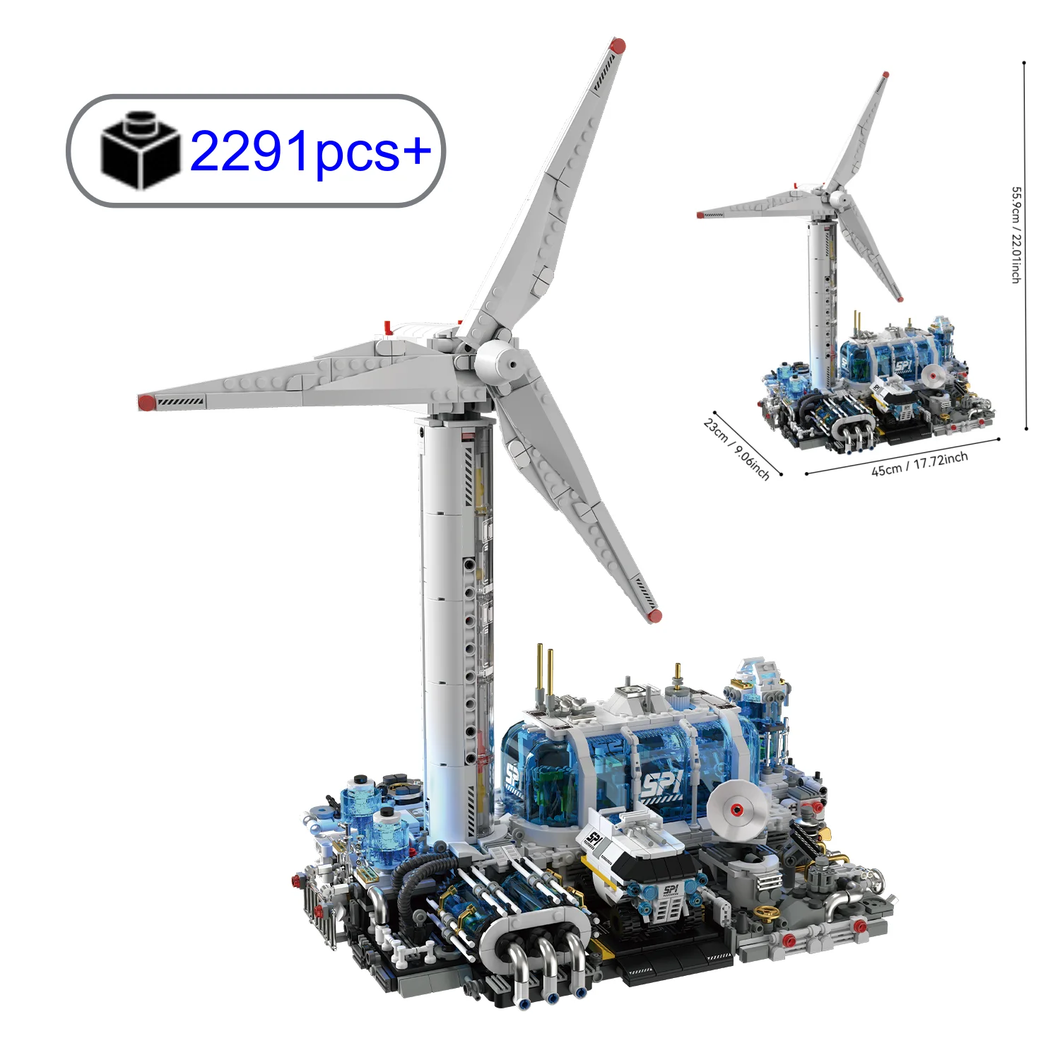 نموذج بناء مولد تربيني الرياح التقنية مع ضوء LED هندسي البناء هدايا عيد الميلاد والهالوين للأطفال #1