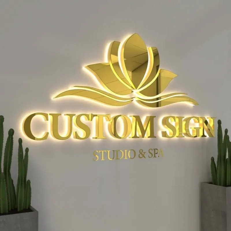 3D Metal Custom Backlit Sign Illuminated Business Logo for Company Hotel Beauty Nail Bar Storefron Room Indoor Outdoor Sign