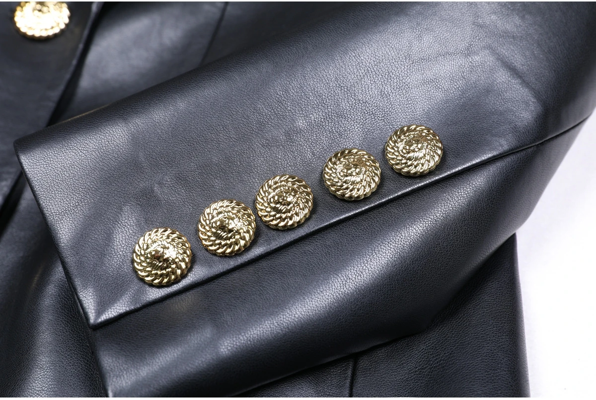 Jaqueta de Couro de Alta Qualidade para Outono/Inverno, Slim Fit, com Dois Botões, Casaco Elegante para Mulheres de Negócios