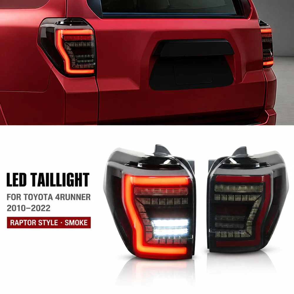 LED TailLight For Toyota 4Runner 2010-2022 Raptor Style Rear Lamp Assembly Smoke