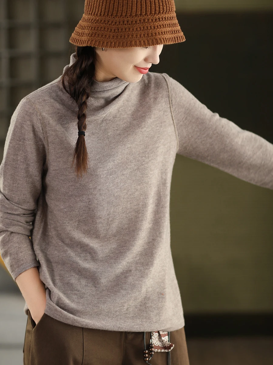 

Премиальная шерстяная водолазка из кашемира для женщин: теплая базовая кофта на осень-зиму, серия High-End