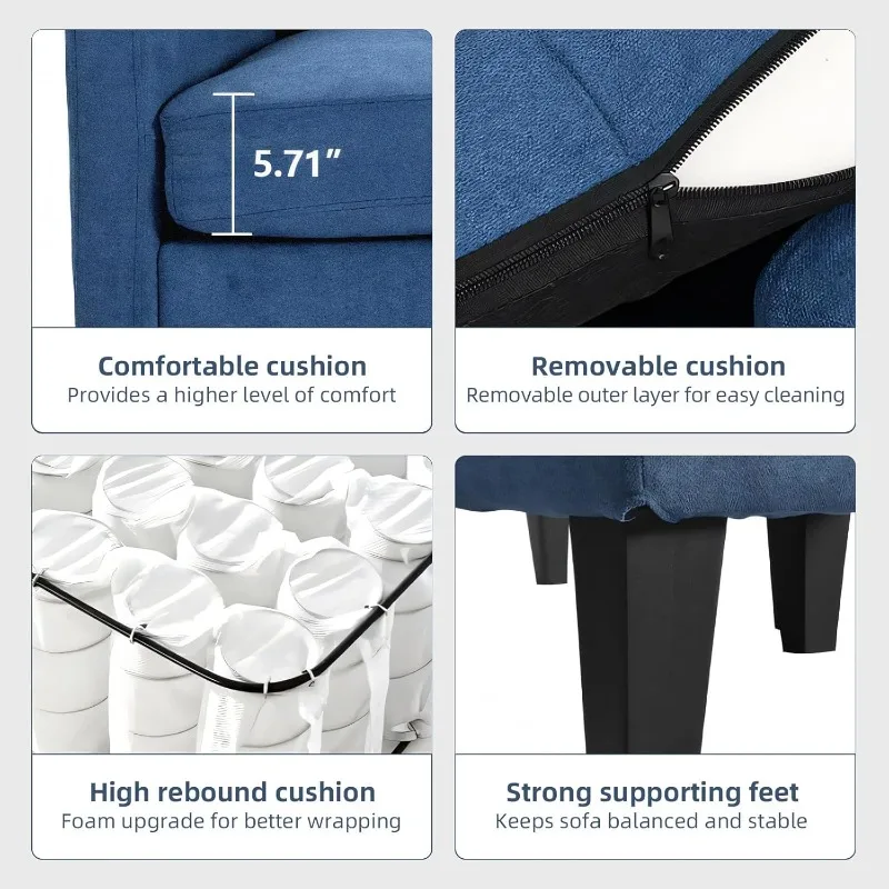 home.Small L Shaped Couch - Convertible Sectional Sofa With Reversible Chaise, Sleeper Sofa for Apartment Living Room, Blue