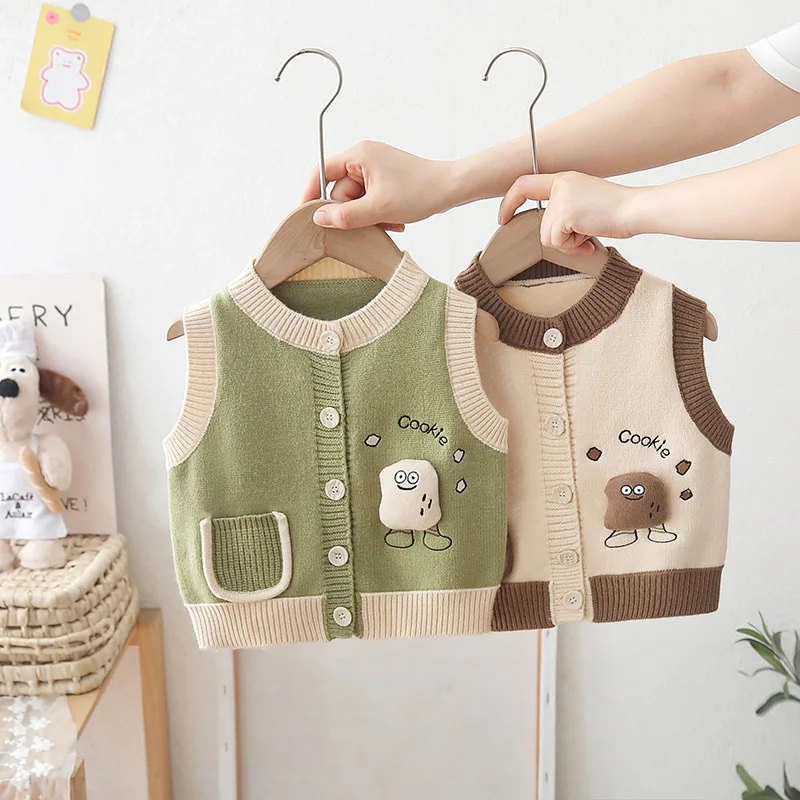 Kits Waisttcoats Sweater Vest Cardigan Fashion Autumn Boys Girls Knit Waistcoat Outside To Wear