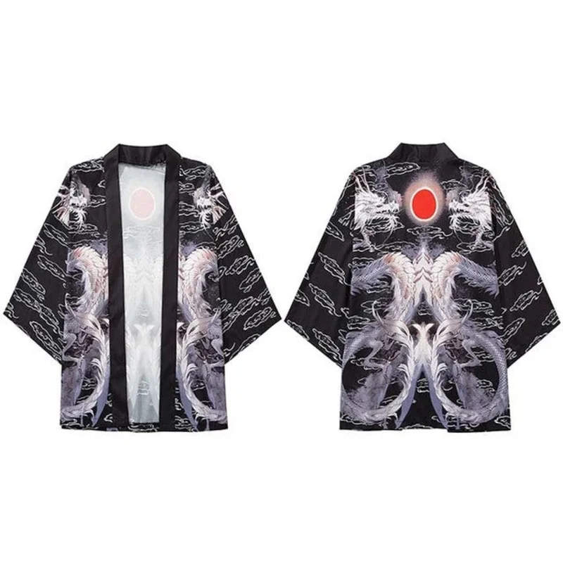 ZENJIRO KIMONO Camicia stampata estiva a maniche corte da uomo Moda Tendenza nazionale Harajuku Cardigan retrò Kimono Estate giapponese