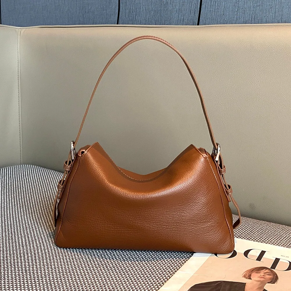 

Женская сумка-хобо из натуральной кожи, кожаная сумка премиум-класса для боулинга, большая вместительная винтажная сумка через плечо для офиса