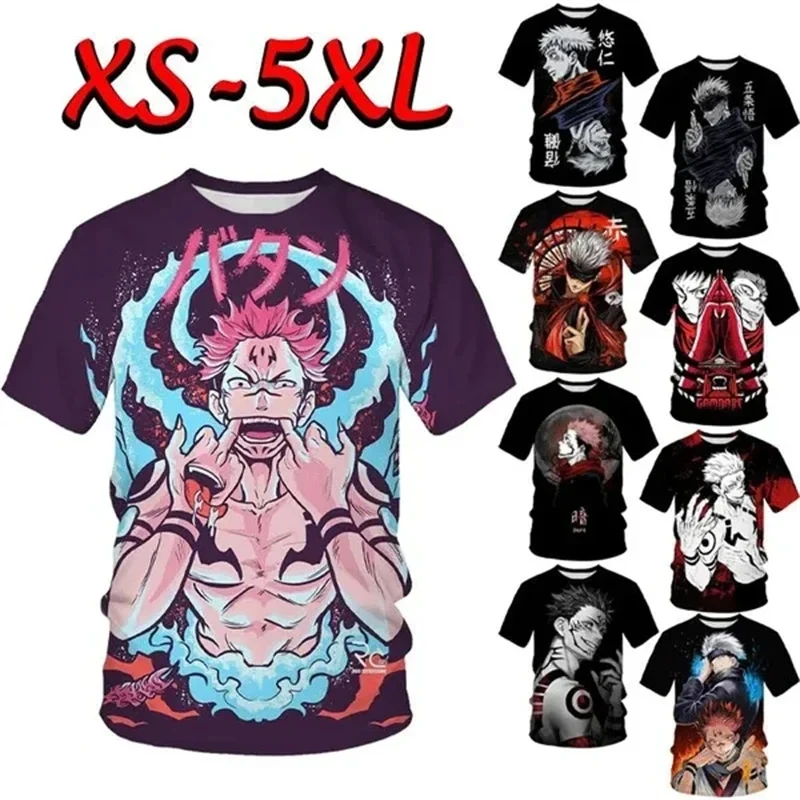 Anime Jujutsu Kaisen Satoru Gojo 3D Printed Men's T-shirt Fashion Oversized Men's Short Sleeve Street Trendy Men's Clothing