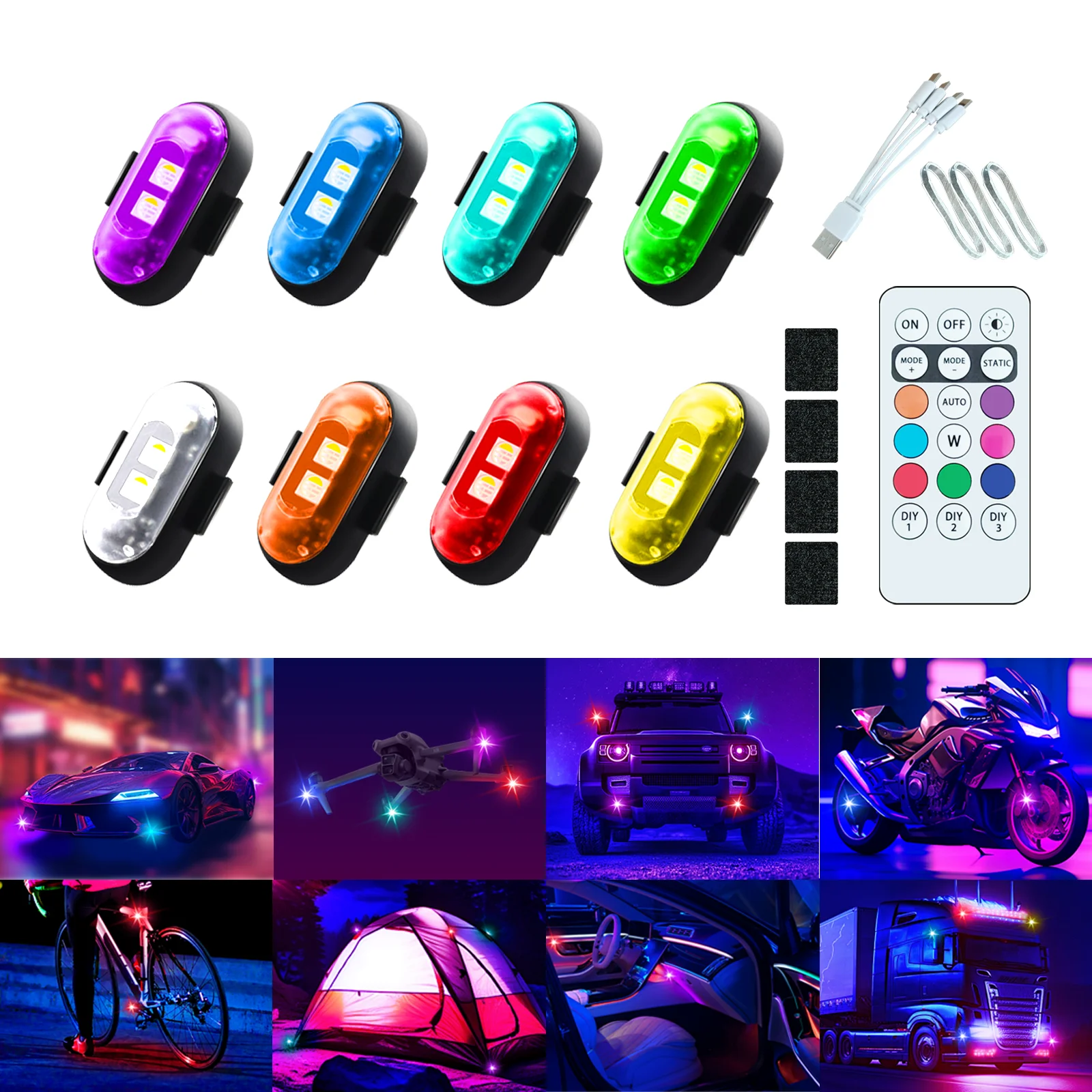 

4/6PCS Waterproof Wireless led Strobe Lights with Remote Control LED Decorative Light for Car Motorcycle LED Warning Light